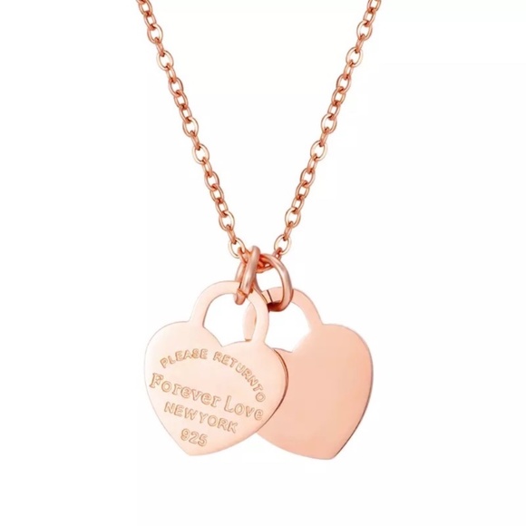 Jewelry - 🆕 New Stainless Steel Rose Gold  Double Heart Necklaces